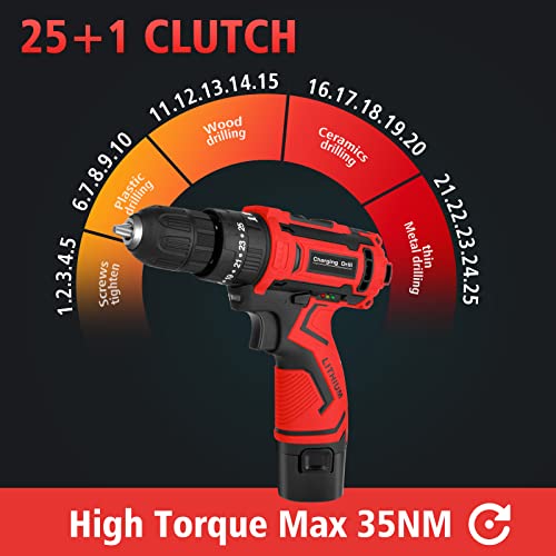 SHAVINGFUN Akkuschrauber,Cordless Screwdriver 12 V,Akku Bohrschrauber Set mit 2 Akkus 34Pcs,30Nm Drehmoment Max, 2-Gang,18+1Drehmomentstufen LED-Licht für Heimprojekte und Repair akkuschrauber set – Bild 4