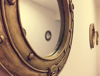 大型　船　舵　ヴィンテージ　ポートホール　鏡　ミラー　船の窓　壁掛け　サリュ 大型 船 舵 ヴィンテージ ポートホール 鏡 ミラー 船の窓 壁掛け