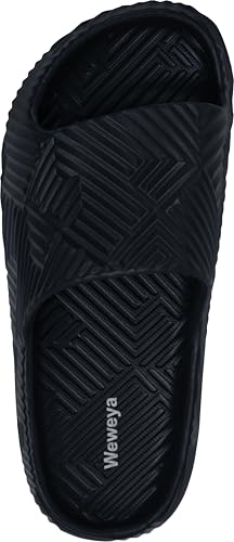 Weweya Men Women Shower Slides Non Slip Bathroom Slippers Beach Sandals Black Women Size 10.5 Men Size 9.5 - Image 4