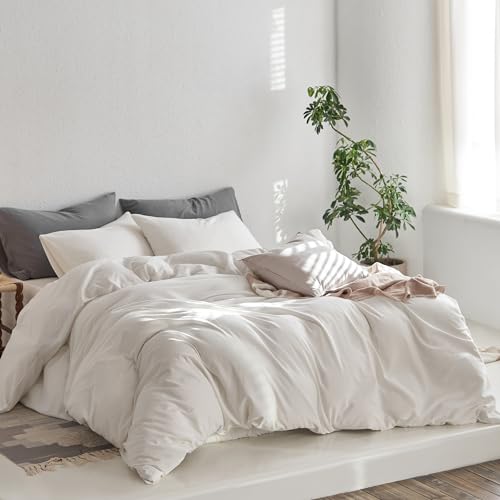 MooMee Upgraded Softer Duvet Cover Set 100% Washed Cotton Twill King by MooMee - Used condition - Image 4
