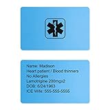 Glooraca Personalisierte medizinische Ausweiskarte, personalisierte medizinische Brieftasche, Karte, Notfall-Identitäts-Brieftasche, Karte, personalisierte medizinische Alert-Karte (blau)