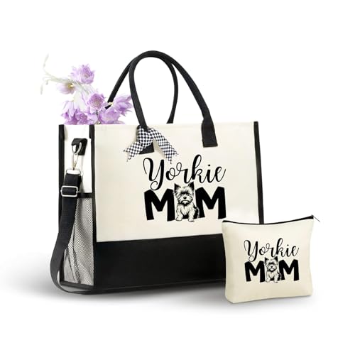 Bolso Tote de lona con cierre y correa para hombro miniatura 1