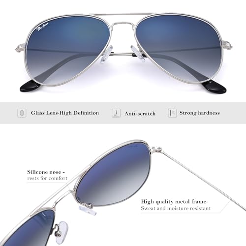 Pro Acme Glass Lenses Aviator Sunglasses for Women, Tinted Mirrored with UV400 Protection Metal Frame, 58mm3
