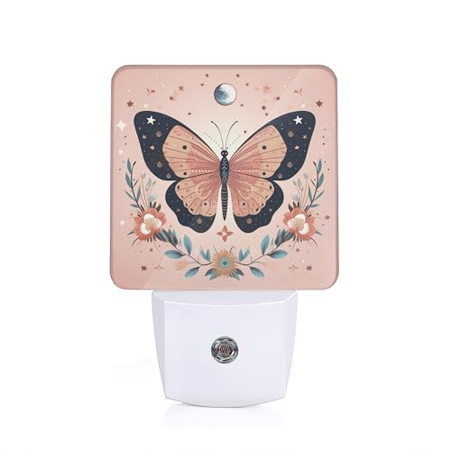 Image of Butterfly Night Light, Boho Butterfly Flower Plug-in Wall Led Night Lights Decor for Boys Girls Room Decor,Nightlights with Light sensors 0.5W