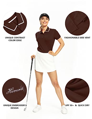 Hiverlay Women Golf Shirts Polo Shirts For Women Upf 50+ Lightweight Quick-Dry Collared Tennis Daily Shirts Work Tops Brown Xl #TOP2
