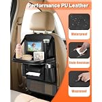 2 Pack Leather Car Backseat Organizer with Foldable Table Tray - Image 5