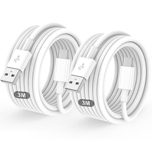 LCOGPDOY USB C Charger Cable 2 Pack 3M+3M USB A to USBC Cable Type C Charger Fast Charging Phone Charger Lead for iPhone 17 16 15 Pro Max Plus Air Galaxy S25 S24 Ultra Google Pixel for iPad Air