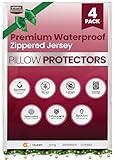Utopia Bedding Set of 4 Waterproof Pillow Protectors with Zipper Queen Size (White), Ultra Soft Pillow Covers, Bed Bug and Dust Mite Proof Pillow Encasements, Moisture Wicking Pillow Cases