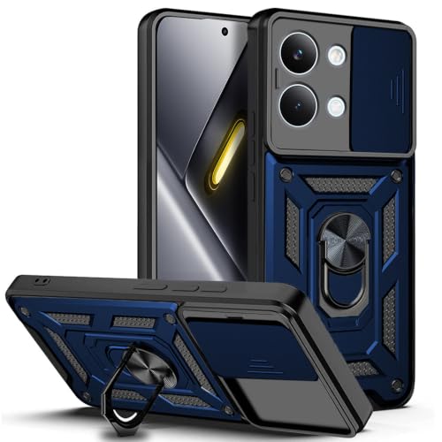 Image of AESTMO Tough Armor Poco X8 Pro Max 5G Bumper Back Case Cover | Ring Holder & Sliding Camera Shield Cover | 360 Degree Protection Back Case Cover for Poco X8 Pro Max 5G (Blue)