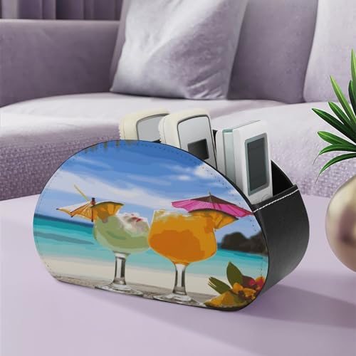 Support de télécommande en cuir à 5 compartiments pour table - 6