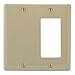 Hubbell Wiring Systems NPJ1326I Wall Plate, Nylon, Mid-Sized, 2-Gang, 1 Decorator, 1 Blank, Ivory