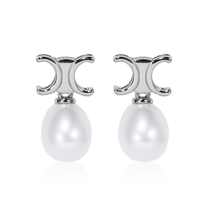 6/7/9mm Freshwater Pearl Stainless Steel Stud/Drop Earrings Birthday Jewelry Gift for Women