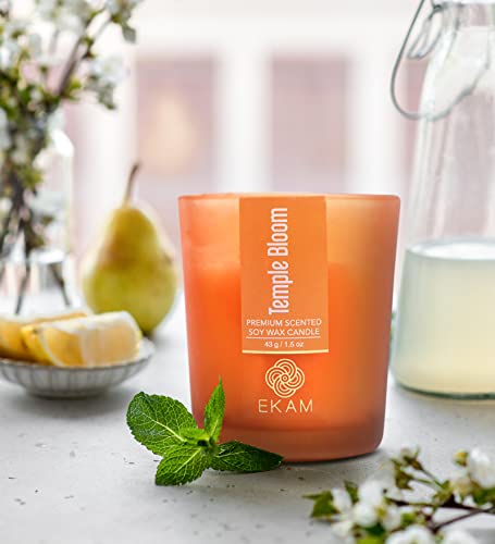 Image of EKAM Temple Bloom Votive Soy Wax Scented Candle, 40 Grams, 10 Hours Burn Time| Long Lasting Premium Candles | Ideal for Home Decor | Gifting & Aromatherapy (Pack of 12)