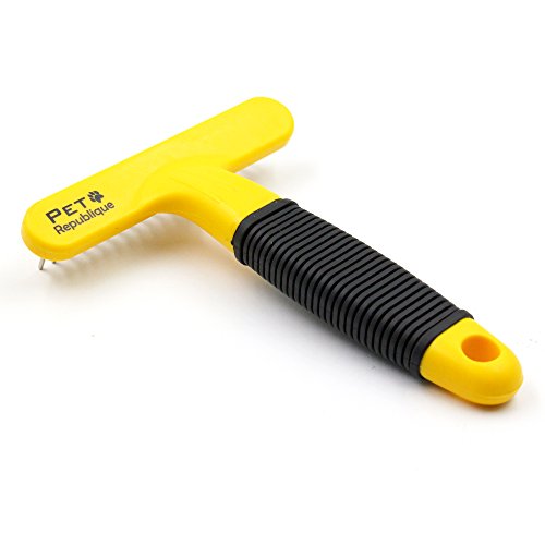 Pet Republique Dog Dematting Comb Rake – Undercoat Mat Brush - Knot Out For Dogs, Cats, Rabbits, Any Long Haired Breed Pets - Undercoat Rake Design #TOP3