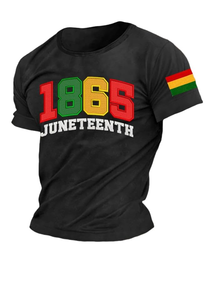 Men's Juneteenth 1865 Printed Crew Neck T-Shirt Black History Month Retro Shirt