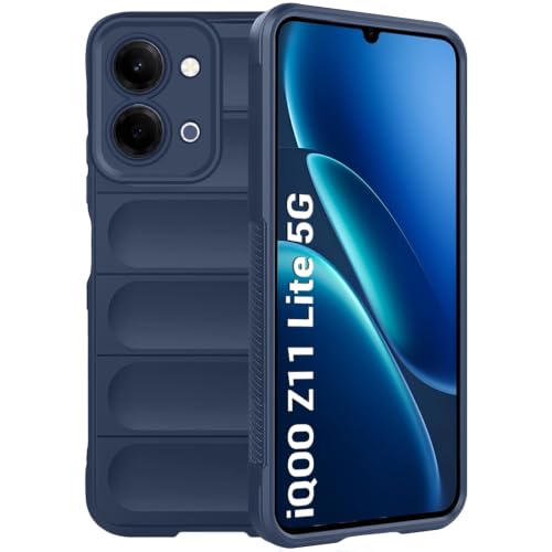 Image of TheGiftKart Liquid Silicon Back Cover Case for iQOO Z11 Lite 5G | Shockproof Military Grade Protection | Micro-Fibre Cloth On Inner Side | Built-in Anti-Slip Grip Back Cover Case (TPU, Blue)
