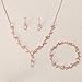 EVER FAITH Wedding Jewelry Set for Bride Bridesmaid, Rose Gold-Plated-Brass White Teardrop Cubic Zirconia Leaf Vine Bridal Prom Necklace Dangle Earrings Bracelet Sets for Women