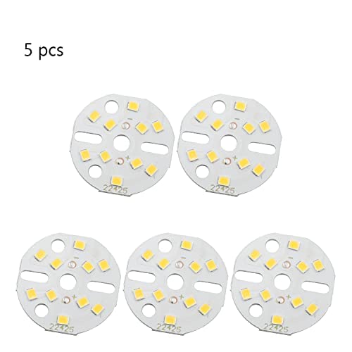 Othmro Chip LED da 5 W, diametro 32 mm, 2835 SMD LED, lampadina in alluminio 15-17 V, bianco caldo 3000 K, 120 lm, 5 pezzi