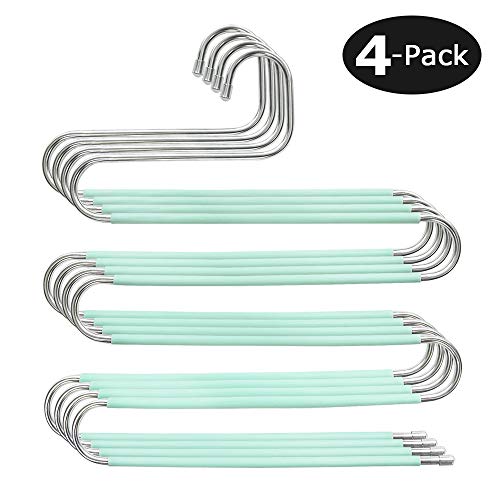 Myfolrena Pants Hangers, Updated S Shaped Hanger Non Slip Clothes Hanger Space Saving