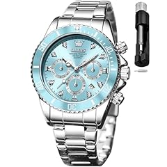 silver blue womens watch