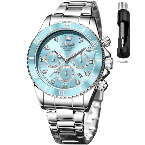 Image of OLEVS Womens Watch Fashion Dress Diamond Female Watches for Ladies Analog Stainless Steel Waterproof Luminous Day Date Two Tone Wristwatch