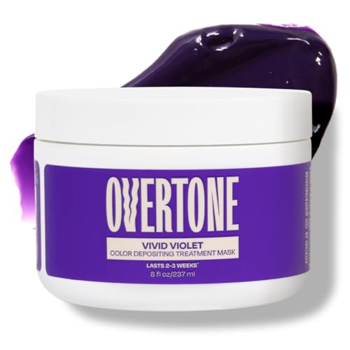 Overtone Semi Permanent Hair Color Conditioner Vivid Violet 8 oz Nourishing Damage-Free Color Depositing Mask for All Hair Types with Shea Butter & Coconut Oil Vegan & Cruelty-Free