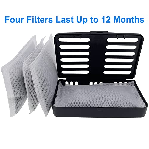 Activated Charcoal Odor Absorbing Filter Refill Deodorizer Compatible with iTouchless Trash Cans 8 Gallon and Larger (4 Large Filters+ 1 Compartment) (Black)