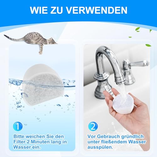 MyfatBOSS Pack von 8 Ersatz-Kohlefiltern für PetSafe Drinkwell, 8 Stück Schaumfilter für Drinkwell Keramik, Pagoda, 2 Gallonen, Sedona und Seascape Trinkbrunnen für Hunde und Katzen, Aktiv