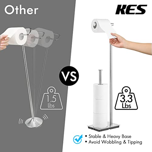 Kes Freestanding Toilet Paper Holder Stand With Reserve Toilet Paper Storage For Bathroom Sus304 Stainless Steel Brushed Steel, Bph286S1B-2 #TOP2
