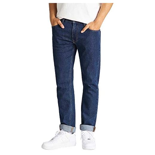 Lee Mäns jeans Daren Zip Fly – Regular Fit – blå – äkta blå, Mörk stentvätt 46, 36W x 30L