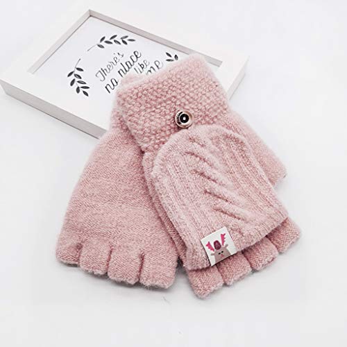Luvas de inverno para crianças quentes sem dedos conversíveis para cuidados com bebês (rosa, tamanho