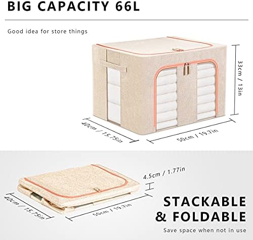 Lesfit Fabric Storage Boxes, Large Capacity (66l), Set of 3
