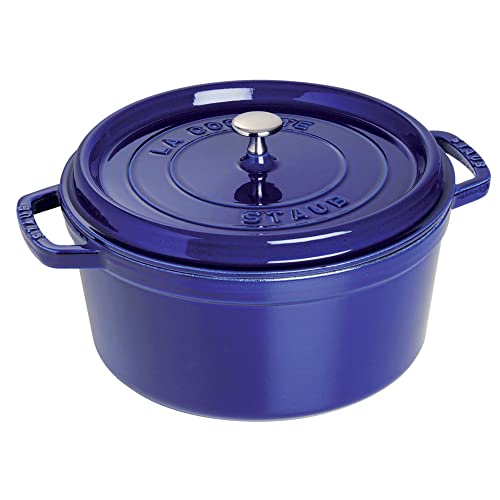 Image of Staub Cast Iron 5.5-qt Round Cocotte - Dark Blue, Made in France