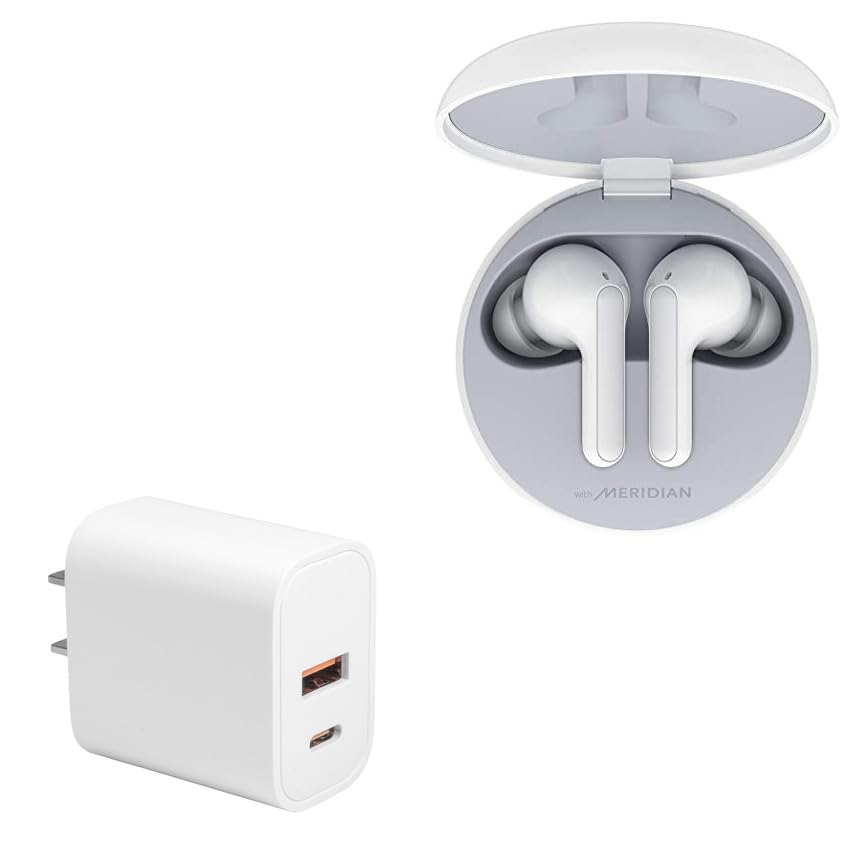 BoxWave Charger Compatible with LG Tone Free FN5W (HBS-FN5W) - PD miniCube (20W), 20W PD USB Type-C Wall Charger - Winter White