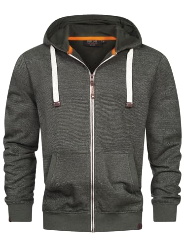 Indicode Męska bluza InBaustian ze ściągaczami i kapturem | bluza z kapturem z zamkiem błyskawicznym, climb bluszcz, XL