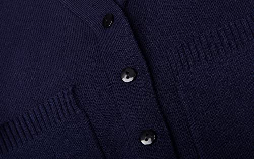 Littlespring Fall Sweaters For Boys Cardigan Sweaters Plain Classic V-Neck Casual Knit Sweaters Navy Blue Size 6-7 #TOP3