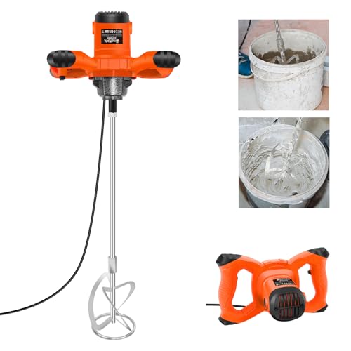2800W Handheld Paddle Mixer, Concrete Vibrator Mixer, Agitator Mortar Stirrer, 0-1700RPM Electric Power Plaster Mixer, Stirring Paddle Ø 120mm, 6 Speed Gearbox, Ergonomic Handle, for Concrete Mixes
