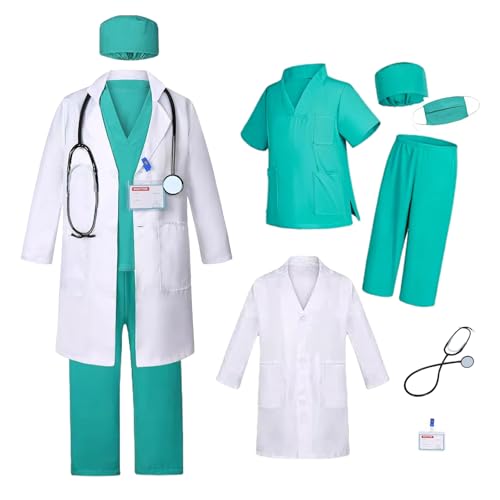 MYQYwin Doctor Costume for Kids Halloween Costumes Doctor Dress Up for 4-12Y Kids