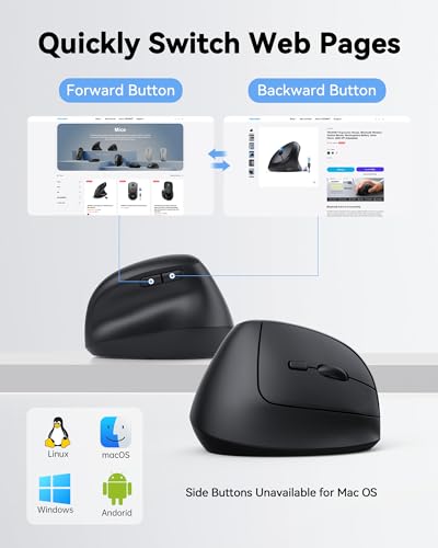 Image of TECKNET Ergonomic Mouse, Vertical Wireless Mouse 2.4G, Computer Mouse with 6 Adjustable 4800 DPI, Quiet Clicks Optical Mice, USB A Receiver, 6 Buttons for Laptop, Desktop, PC - Black