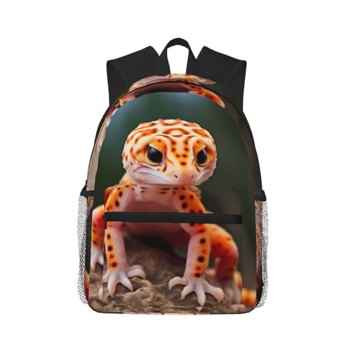 Sac à dos polyvalent noir imprimé léopard gecko sable WURTON One Size