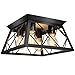 FadimiKoo 4-Light Black Flush Mount Ceiling Light for Kitchen Hallway, Industrial Close to Ceiling Lighting, Farmhouse Square Cage Lamp for Dining Room, Living Room, Bulb Not Included