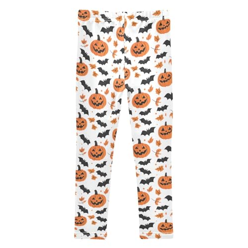 Girls Leggings Soft Toddler Ankle Length Bottoms Halloween Pumpkin Bat Kids Dance Yoga Pants 4-10 Years2