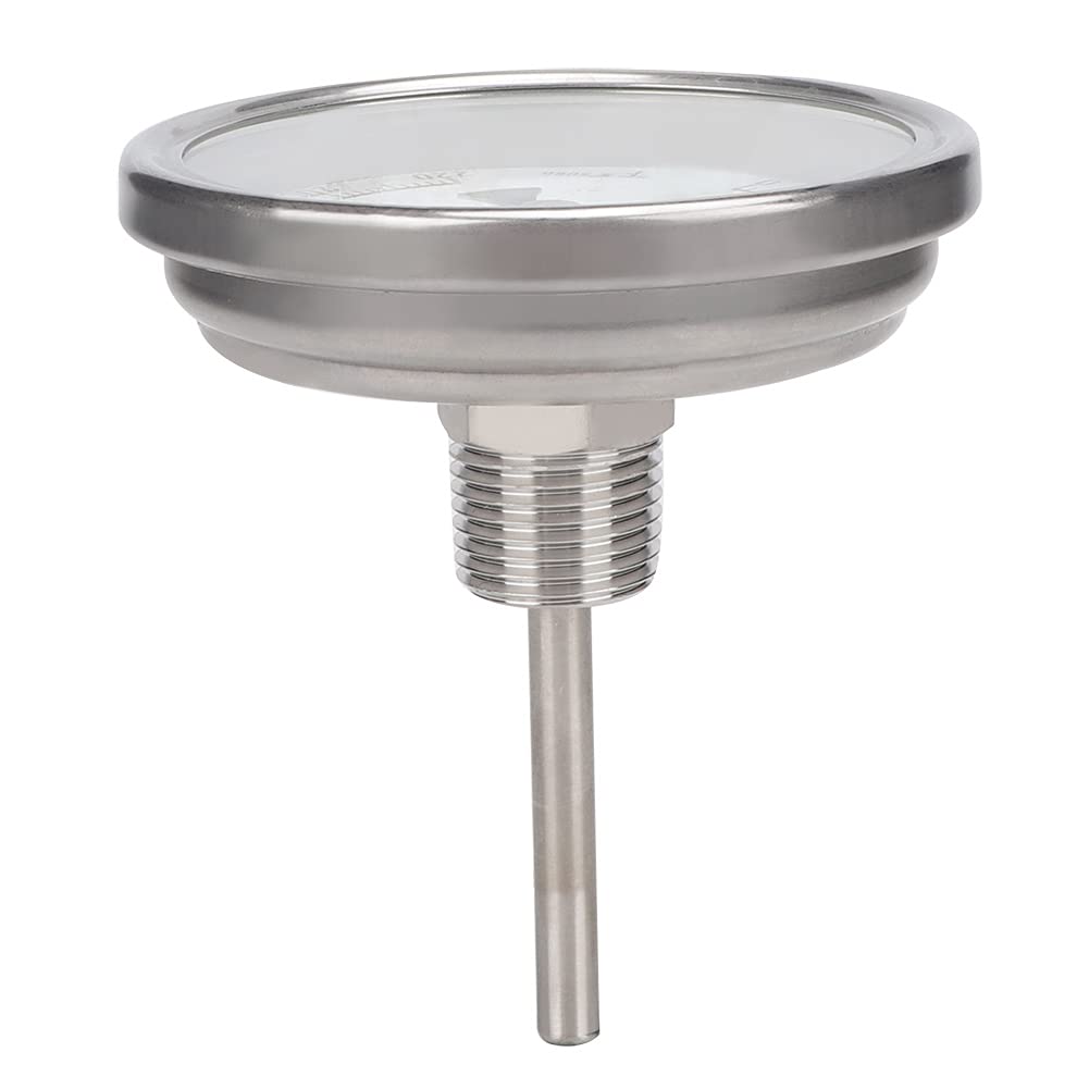Termometro per Birra, Termometro per Pentole in Acciaio Inox 1/2 NPT Chiaro Termometro a Quadrante in Metallo a Grande Scala per Birra caffè Bevande Caramelle Sciroppo d'Acero