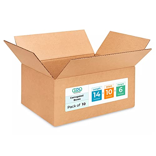 Medium Moving &amp; Shipping Boxes 14x10x6 inches (10-Pack) - Extra Strength 200 lb vs Regular - Corrugated Cardboard Boxes for Delivery - Box for Shipping - Packing Box for Shipping by IDL Packaging