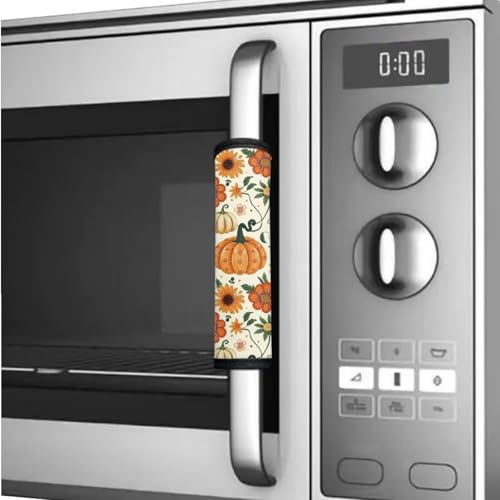 Image of Fridge Door Handle Covers Set of 6 Washable Kitchen Electric Appliances Handle Protector Anti-Skid Home Decor Oven Refrigerator Microwave Accessories, Pumpkin Sunflower Fall Autumn Decor