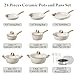 Bazova 24 Pcs Pots and Pans Set Non Stick Ceramic Cookware Set,Healthy Non Toxic Kitchen Cookware Sets with Large Capacity,Induction Compatible,PFAS/PTFE/PFOA/PFOS Free,Cream White