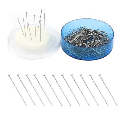 UCLEVER 200 Stück Stecknadeln Ohne Kopf 26mm Schneiderin Kopf Pins Edelstahl Stecknadel Satin Pin Kopfnadeln für Quilten Schmuck Basteln