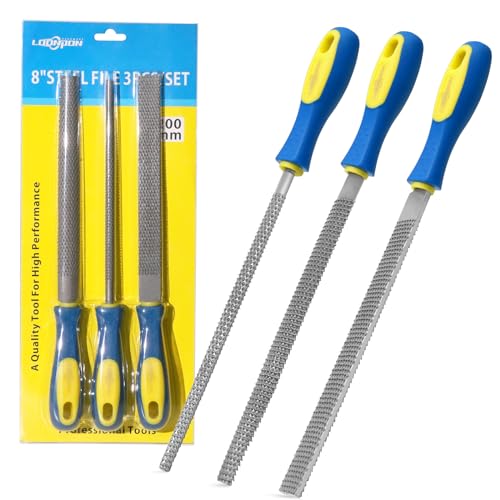 Image of YKLP 8inch Metal File Set,3pcs High-Carbon Steel Needle File,Flat/Half-Round/Round for Metal Wood Working