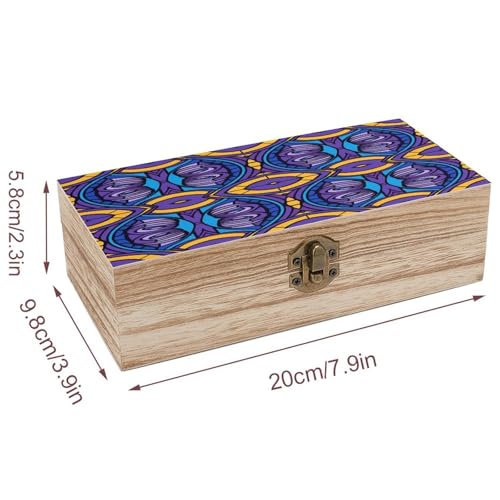 Boîte en bois rétro bleu et violet, le cadeau idéal