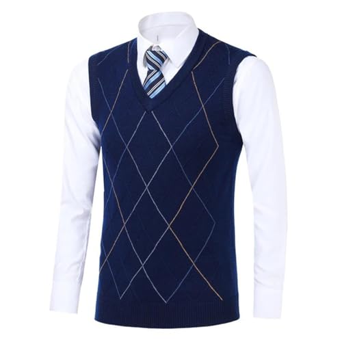 Men's Wool Plaid Sweater Vest Knitted Sleeveless Pullover Casual Waistcoat Outwear Tops2